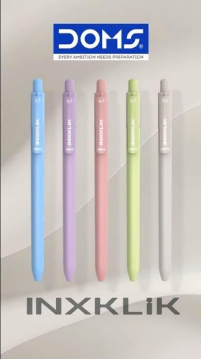 Image of Doms INXKLIK 0.7mm Ballpen Pack of 20 (Blue-15, Black-5)| Smooth Click, Non-Fading & Quick-Dry LV Ink Technology, Textured Grip For Smooth & Long Writing| 5 Vibrant Body Colours