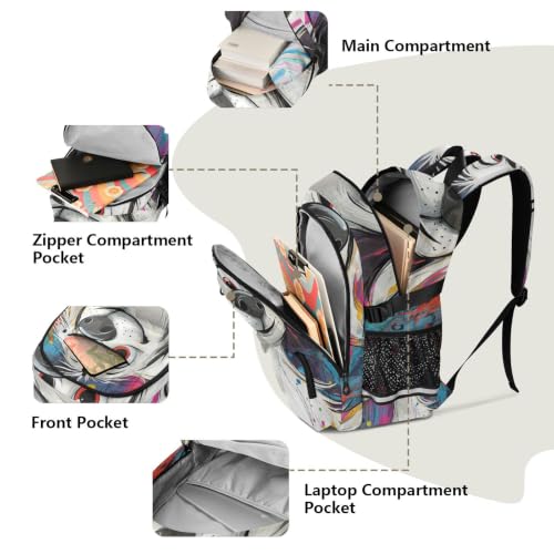 Mochilas de viaje de equipaje con diseño de perros con compartimento de laptop para mujer 5