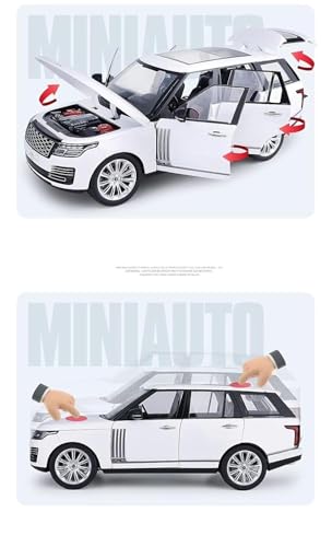 Image of Model Car Exclusive Alloy Metal Pull Back Die-cast Car Metal Pullback Toy car with Openable Doors & Light Music Best Gifts Toys Kids (1:18 Scale Range Rover SUV - White)