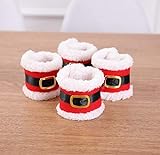 Amberetech 4pcs Christmas Napkin Rings Holder,Santa Belts Design,Party Dinner Table Decor