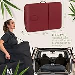 MASSUNDA All INKL Chaise de Massage Pliante et réglable en Hauteur – Table de Massage Mobile en Bois Massif avec Housse en éponge, accoudoirs et dossiers, appuie-tête Ergonomique (Bordeaux)