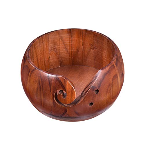 Awayhall Cuenco de Madera de Hilo de Ganchillo para Tejer y Coser,...