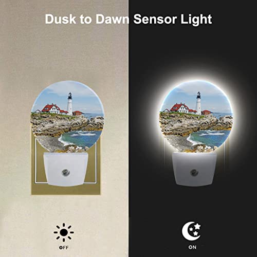 Image of EKOBLA Lighthouse Night Light, Coastal Seaside Lighthouse Night Lights Plug Into Wall for Bedroom, Living Room and Bathroom