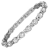 MagEnergy Magnetarmband für Damen – verstellbar, passend für fast alle Handgelenke, Energie-Schmuck zur Unterstützung der Lymphdrainage (Silber)