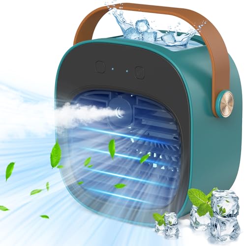 Portable Air Conditioner -5200mAh Rechargeable Mini Air Conditioner with 3 Speed Settings, 5-10 Hours Runtime,Quiet Desk Cooling Fan, Personal Air Cooler for Home, Bedroom, Travel, Office, Outdoor