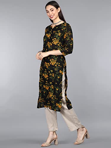Image of Vaamsi Women's Cotton Blend Floral Printed Straight Kurta