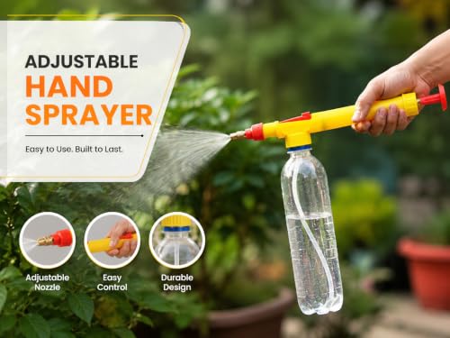 Image of Purna SAMADHAN Adjustable Hand Sprayer with Brass Nozzle | Plastic & Brass Construction | Multipurpose Spray Pump for Plants, Gardening, Pesticide Application & Cleaning Tasks