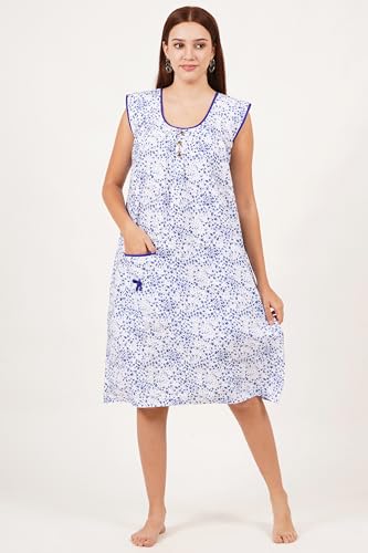 Image of Breezly Woman's Long Short Calf Length Pure Cotton Nighty