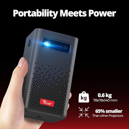 Image of TONZO P70 Smart Projector | 6000 Lumens | Wi-Fi & Bluetooth | Native 720p, 1080p Supported | 2GB+32GB | Auto Keystone | HDMI ARC | USB | Type-C | Red-Blue 3D