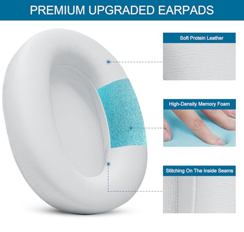 Almohadillas para Sony WH-CH700N / WH-CH710N / WH-CH720N / WH-XB900N - Blancas | Repuesto de almohadillas con cuero protein suave y espuma viscoelástica miniatura 3
