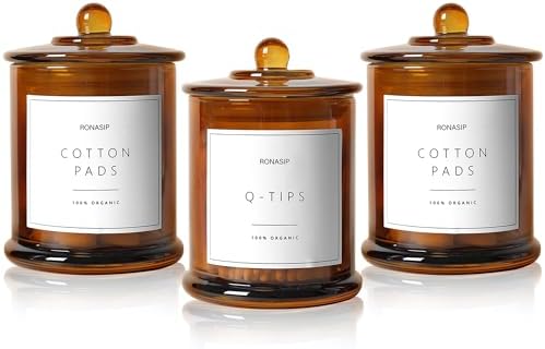 Ronasip 3 Pack Qtip Holder Dispenser, 16oz Bathroom Organizer and...
