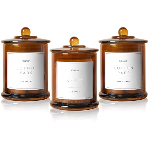 Ronasip 3 Pack Qtip Holder Dispenser, 16oz Bathroom Organizer and