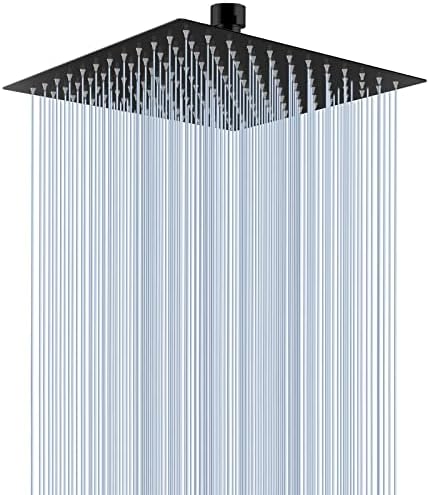 Voolan Rain Shower head, High Pressure Shower Head Made of 304 Stainless Steel, Relaxed Shower Experience Even at Low Water Flow & Pressure (10" Black)