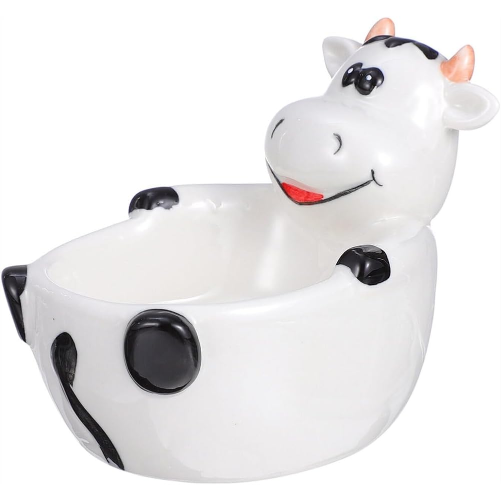Vjsujehgy Ceramic Cow Shaped Foods Bowl Funny Animal Candy Fruit Bowl for Snacks, Salads Pasta,Sauce Soup Serving Dish