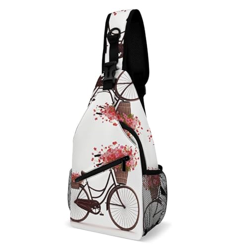 Mochila deportiva tipo Sling con estampado floral blanca