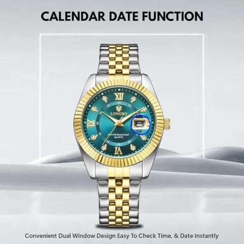 Image of Longbo Trident 83831 Analog Watch with Studded Dial Accents, Stainless Steel Bracelet, Luminous Hands & Date Display | Men | Office, Business, Formal & Gifting