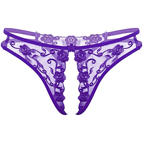 Lejafay Men's Sexy Tie Side Bowknot Sheer Lace Thongs Panties Adjustable G-String Underwear