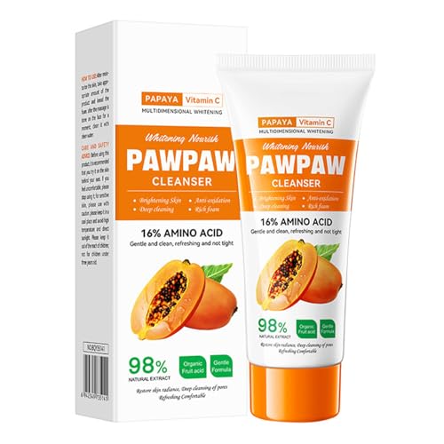Moggemol Women Papaya Face Wash, Gentle Daily Facial Cleanser for All Skin Types, Refreshing Moisturizing Skincare Orange One Size