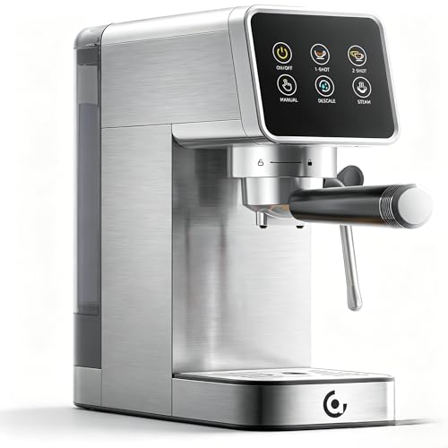 Image of AMZCHEF 20 Bar Espresso Machine with LED Touch Screen, Home Coffee Maker with Self-Cleaning and Milk Frother, Compact Cappuccino and Latte Machine for Home & Office