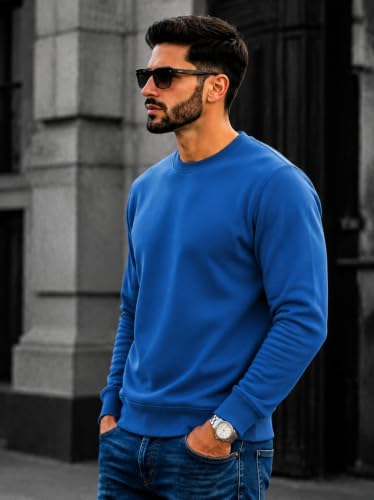 Image of Mack Jonney Men's Solid Winter Sweatshirt|Soft Fleece Fabric Full Sleeve Round Neck Sweatshirt|Stylish Casual Wear for Men-mj-281