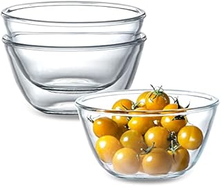 NUTRIUPS 3 Pack Glass Bowls Set 14.5cm Glass Mixing Bowls Small Glass Bowls for Kitchen (0.75L)