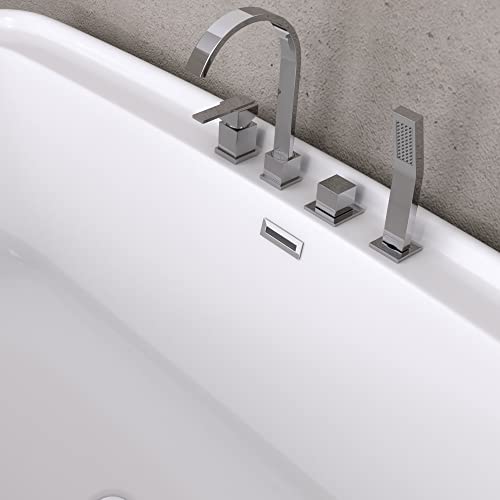 doporro Freistehende Design-Badewanne rechteckig Vicenza612 170x80x58cm inkl. Ablaufgarnitur und Überlauf aus Acryl in Weiß und DIN-Anschlüssen