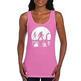 Alien Bigfoot Loch Ness Monster Moon Women's Tank Top Funny Space UFO Hunter Sasquatch Yeti Dinosaur Nerd Believe Hot Pink X-Large