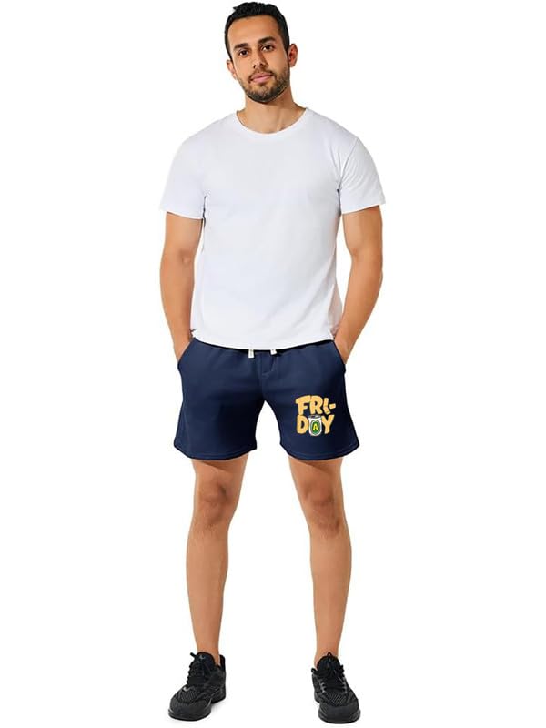 Image of hotfits Men's Casual Cotton All Season Soft Feel Fabric Printed Boxer Shorts,Workout Shorts, Elastic Waist Running Shorts with 2 Side Pockets - Pack of 1