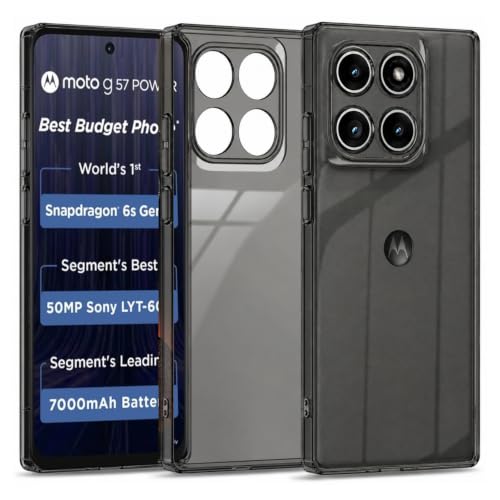 Image of VONZEE Compatible with Motorola Moto G57 Power / G67 Power 5G Back Cover Case Clear,[ Anti Yellow ][Military Grade Protection] Hard PC Back Cover Transparent-Black