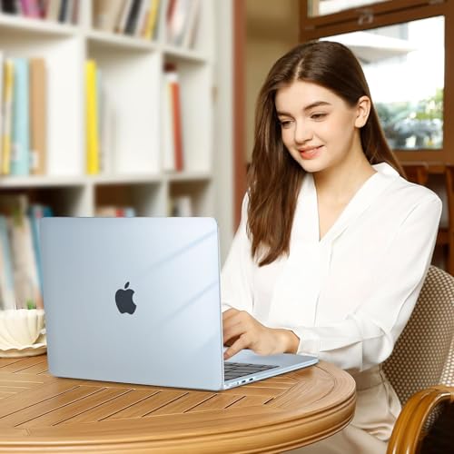 Image of MOSISO Compatible with MacBook Air 13 inch Case M5 2026 M4 2025 M3 M2 2024-2022 A3449 A3240 A3113 A2681, Scratches-Resistant Protective Hard Shell for MacBook Air 13.6 inch Case, Crystal Sky Blue