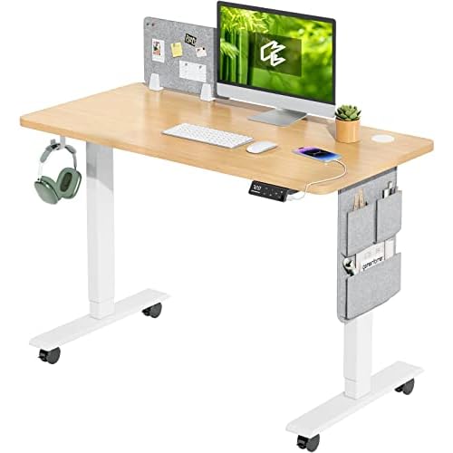 MAIDeSITe Höhenverstellbarer Schreibtisch (100 x 60 cm) Einfache Montage Computertisch Höhenverstellbar Elektrisch mit 4 Memory-Steuerung und Memoboard und 360°Rollen Schreibtisch SN1 100 x