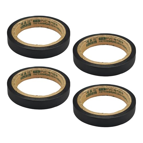 Klyeola 4 Rolls 26Ft Grip Finishing Tape, PVC Racket Grip Tape, Durable Sticky Seal for Tennis, Badminton, Pickleball, Squash Racquet, Anti-Slip Racket Accessories (Black)