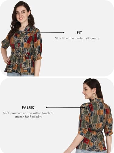 Image of OM SAI LATEST CREATION Women Solid Western Top with Half Sleeves for Office Wear, Casual Wear, Top for Women.