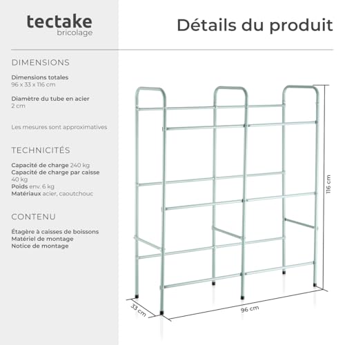 Étagère en acier pour caisses TecTake avec structure métallique stable