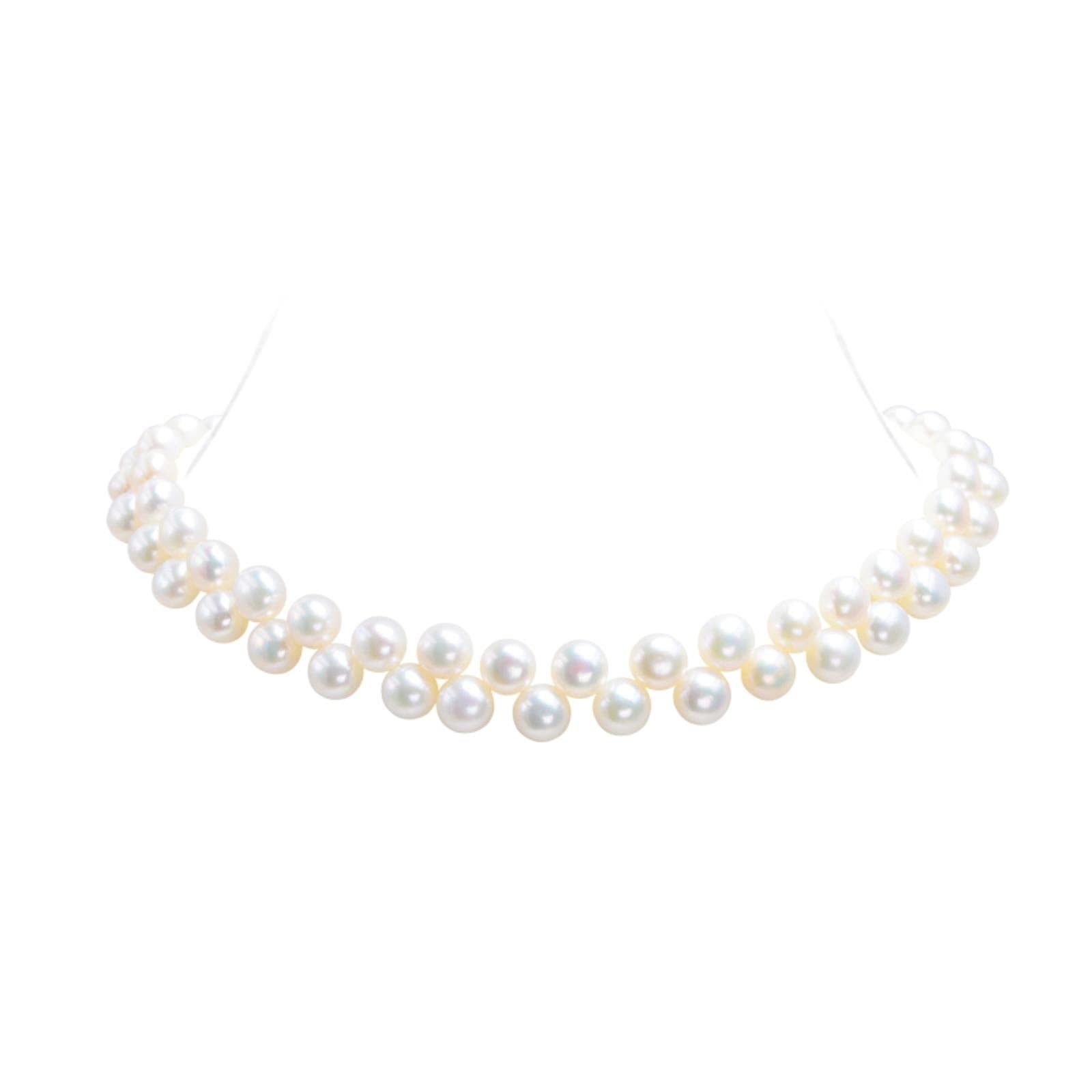 LOKILOKI Collane Girocolli Fatte A Mano con Perle d'Acqua Dolce Reali 925 Chiusura in Argento Sterling Gioielli Bohémien per Le Donne