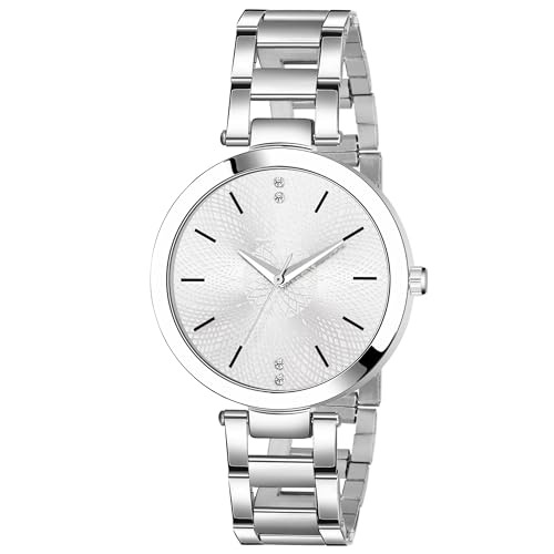 Image of Acnos Silver Plated Mesh Chain Analog Watch for Women - Black /Blue /White /Pink /Brown Dial