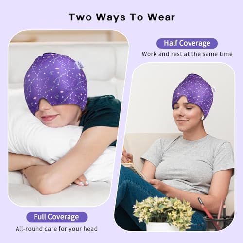 Image of ELEGAR Migraine Relief Cap - Hot & Cold Therapy Headache Cap for Migraine, Sinus & Tension Relief | Thermax Gel Ice Head Wrap for Instant Comfort & Relaxation - Reusable Migraine Cap for Men & Women - Multicolor