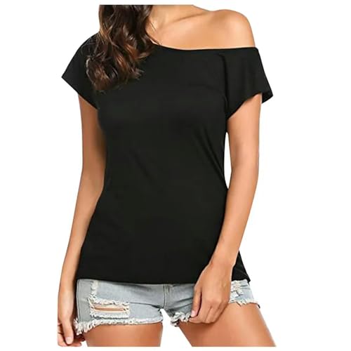 T-Shirt Femme Décontracté TEidea avec Coupe Irrégulière et Manche Courte pour l'Été