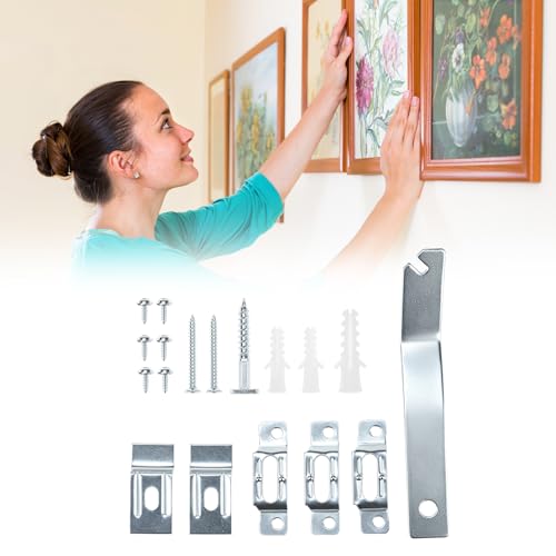 Image of QWORK Frame Lock Security Hanging Kit with T-Head Screws - 25 Pack, Theft Protection for Art Displays in Galleries, Museums