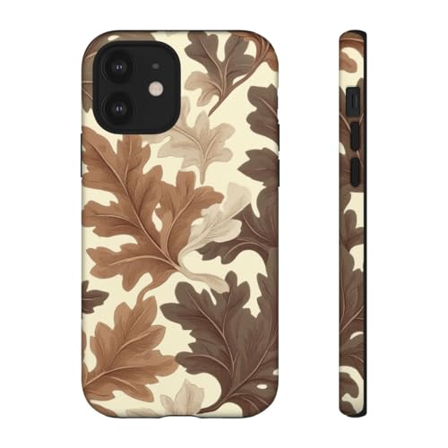 Coque iPhone 12 feuille de chêne marron rigide contre les rayures