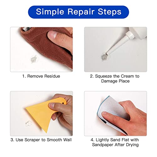 500g Spachtelmasse Weiß Innen, Wandreparatur Creme, Wandausbesserungs Paste, Grosse Kapazität Trockenbauflicken Reparaturset mit Schaber, Wandlochfüller, Schnell für die Reparatur von Rissen