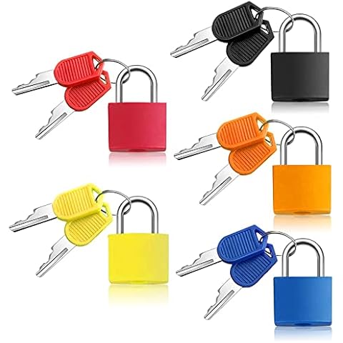 Suitcase Locks with Keys, 5pcs Colored Small Suitcase Luggage Padlocks with Keys Metal Travel Padlocks for Luggage Lock Backpack Gym Locker Laptop Bag Cover