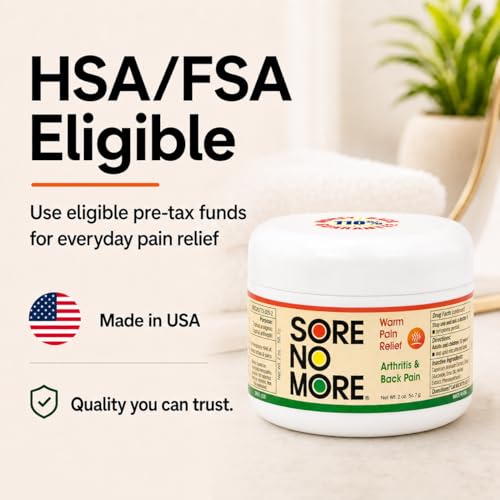 Image of Sore No More Arthritis Pain Reliever Cream - Targeted Warm Relief for Back, Neck, Hands & Feet - Soothing & Fast-Acting Formula for Aches and Pains - Non-Greasy with Orange Aroma - 2 oz