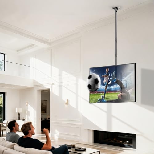 Ceiling TV Mount for 50-100 Inch Flat & Curved TVs up to 176lbs, Full Motion 360° Rotation TV Bracket with Adjustable Height, Tilt & Swivel, Max VESA 800x600mm, Fits LCD LED OLED 4K Screens, Black by Putilsen Mount - Used condition - Image 8
