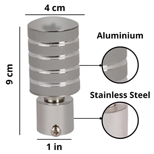 Image of INKART� Stainless Steel Curtain Bracket Rod Pocket Finials Designer Door and Window Rod Support Fittings, Curtain Rod Holder (Pack of 10, Grey)