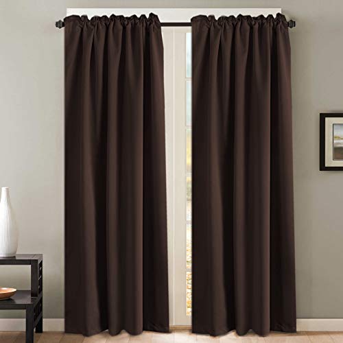 H.versailtex Blackout Curtains Thermal Insulated Window Treatment Panels Room Darkening Blackout Drapes For Living Room Back Tab/Rod Pocket Bedroom Draperies, 52 X 84 Inch, Chocolate Brown, 2 Panels #TOP1