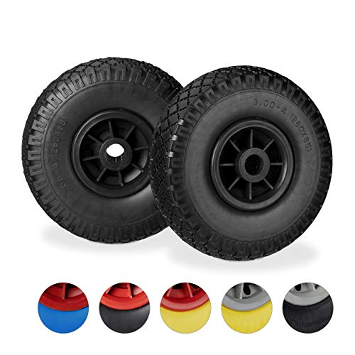 Relaxdays Sackkarrenrad 2er Set, pannensichere 3.00-4' Vollgummireifen,...