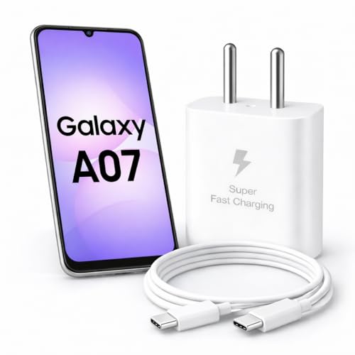 Image of 25W Charger for Samsung Galaxy A07 with Type-C to C Cable | Super Fast Charging PD Adapter for Galaxy S26 /S25 Ultra, S24 FE, M17e /A36 /A16, M15 /M17 /M55 5G, F17 /F70e /Z Fold & S /A /M /F /Z Series Phones