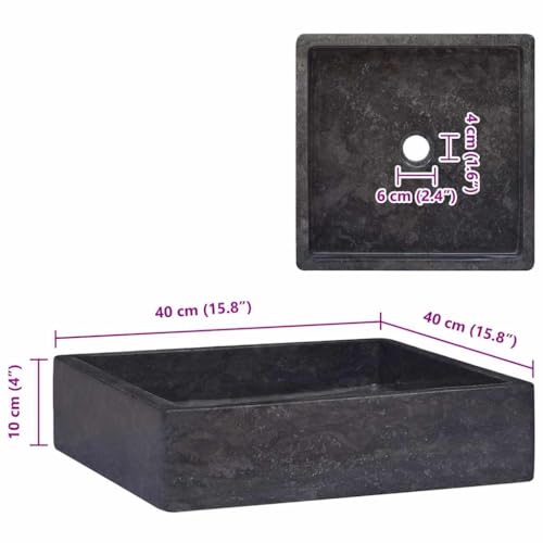 vidaXL Lavabo Lavamanos Inodoro Aseo Cuarto de Baño Cuenca Fregadero Casa Hogar Muebles Mobiliario Decoración Elegante Mármol Negro 40x40x10 cm - imagen 2