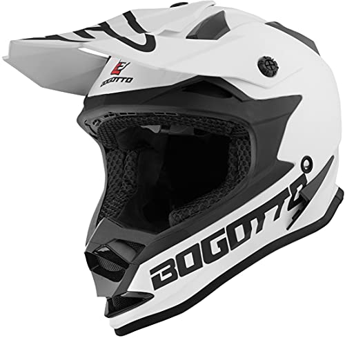 Bogotto V321 Solid Casque de Motocross, weiß Matt, L